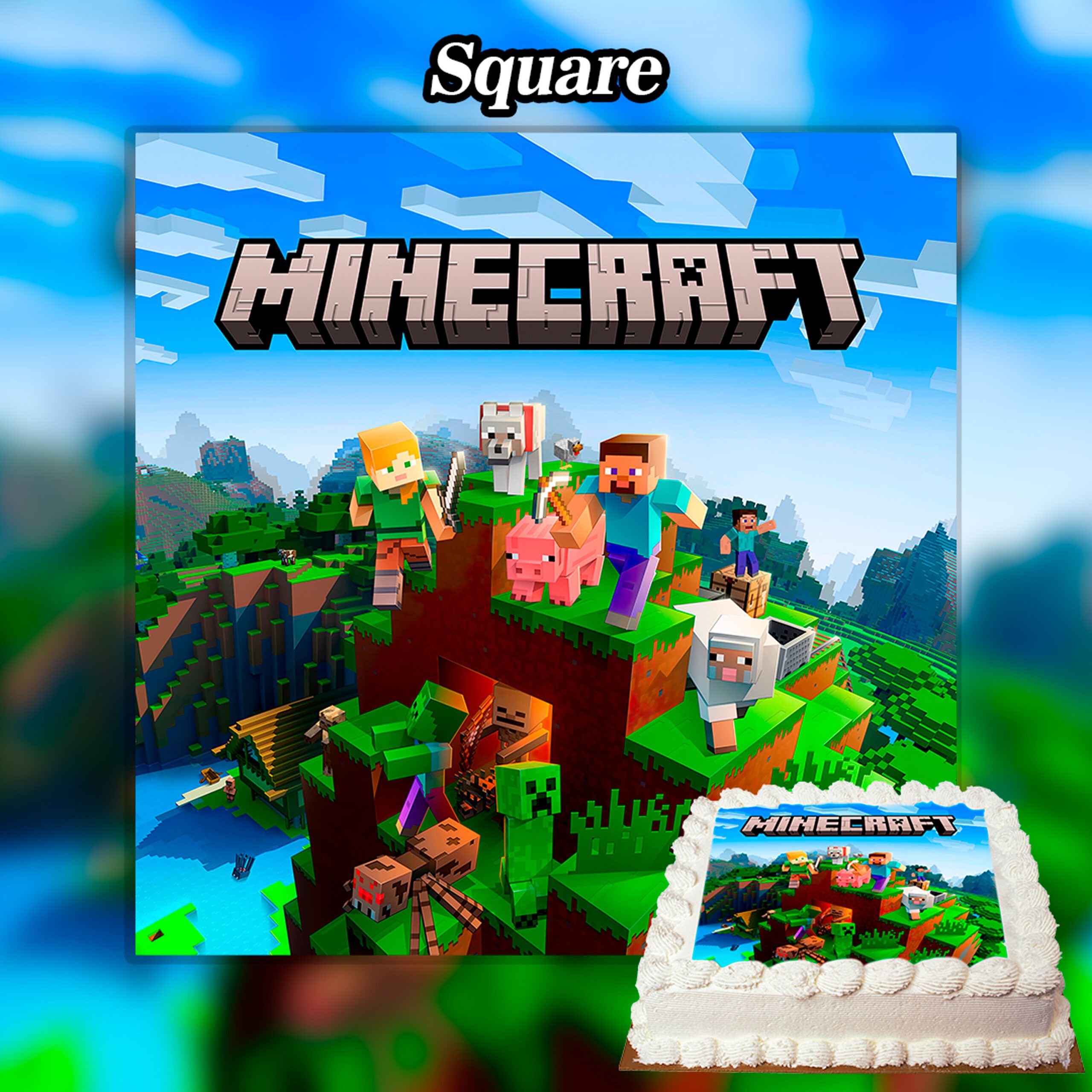 Minecraft Diamond Steve and Blue Diamond Sword Edible Cake Topper Imag – A  Birthday Place