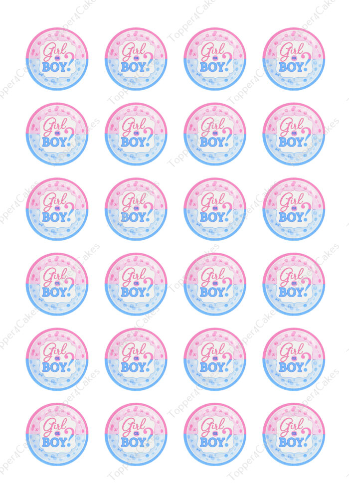 Edible Gender Reveal Cupcake Topper - Edible Printed Toppers