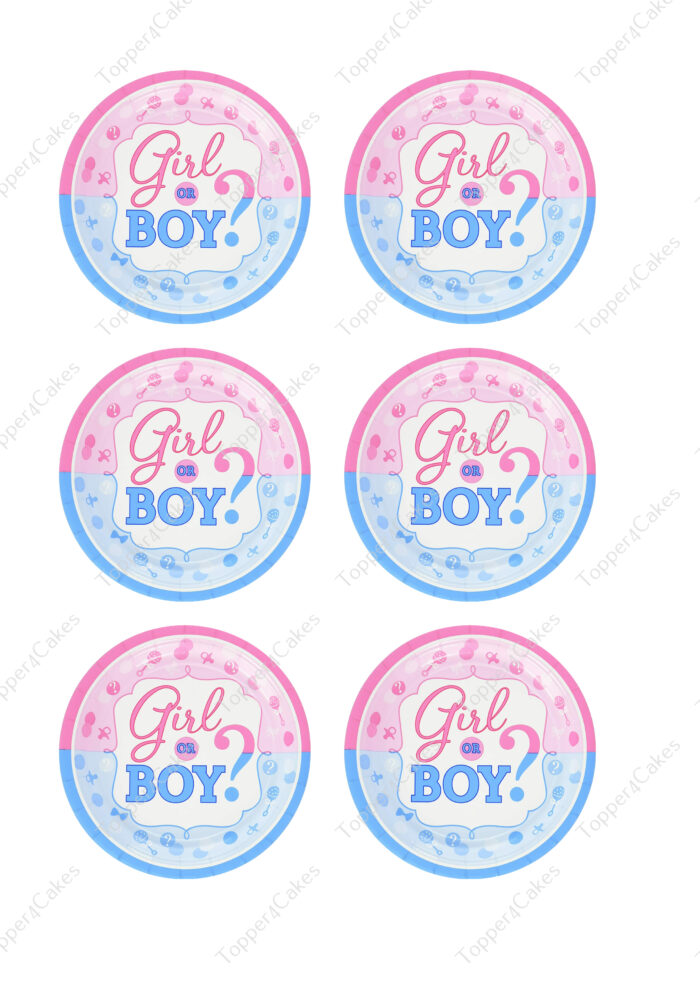 Edible Gender Reveal Cupcake Topper - Edible Printed Toppers