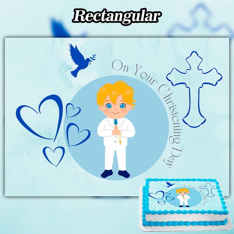 Edible Christening Boy Cake Topper Edible Printed Toppers