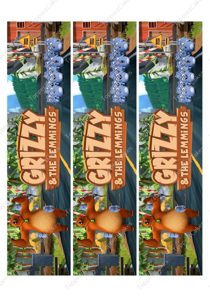 Edible Grizzy & the lemmings Ribbon - Edible Printed Toppers