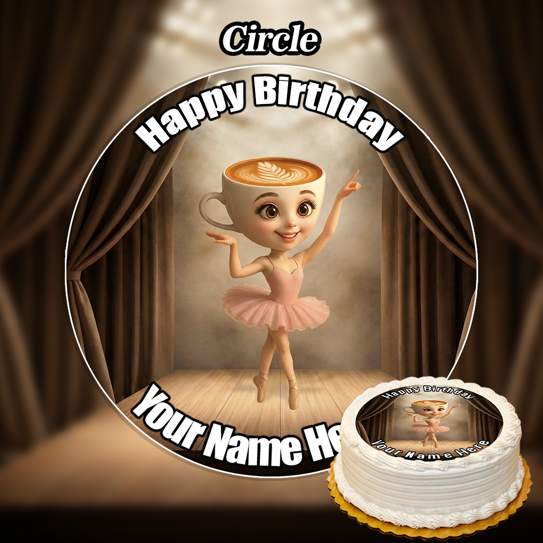 A cake with a graceful ballerina, decorated using the Edible Cinderella Cake Topper (Copy) for a magical touch.